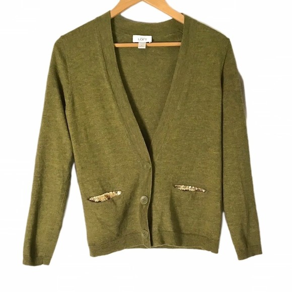 LOFT Sweaters - Ann Taylor Loft Matcha Green Merino Wool Blend Boyfriend Knit Cardigan *Shrunken